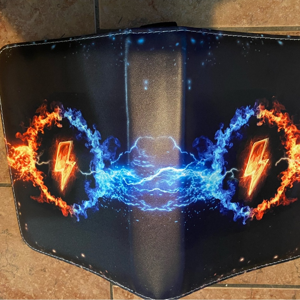 Pokemon Card Binder with Fiery Red and Electric Blue Design